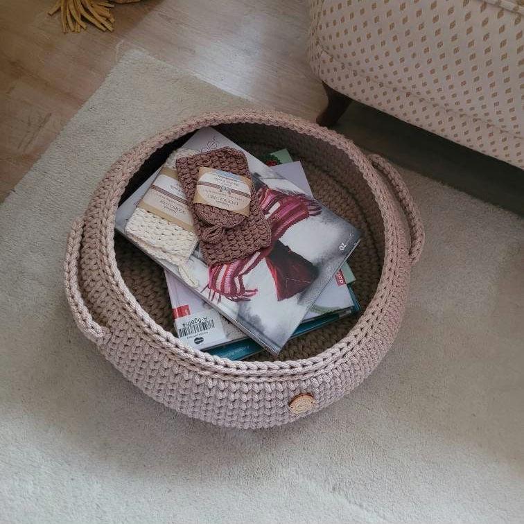 Zeitungskorb, newspaper gehäkelt, Korbschale, Aufbewahrungskorb, beige Spielzeug Korb, Scandi Home-Dekor, skandinavisches japandi Style
