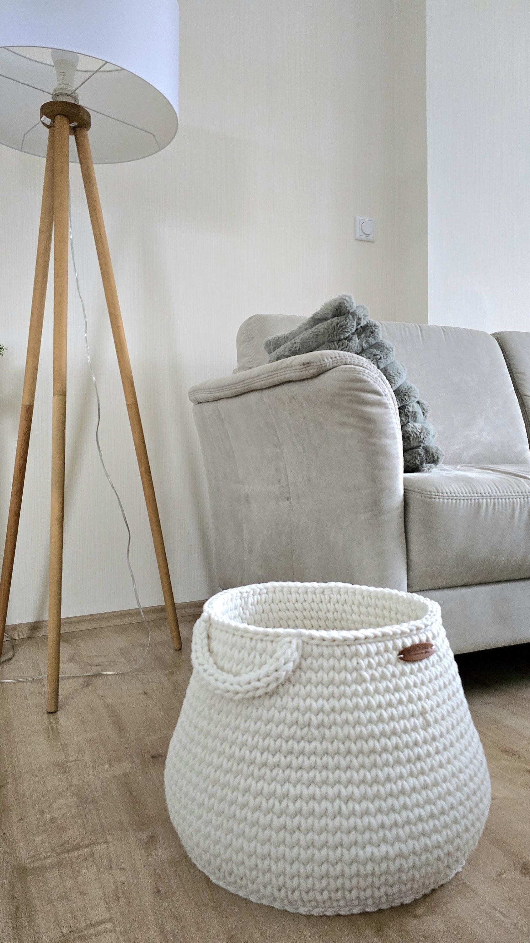Round XXL basket in Ivory used for laundry and toy storage in a family home