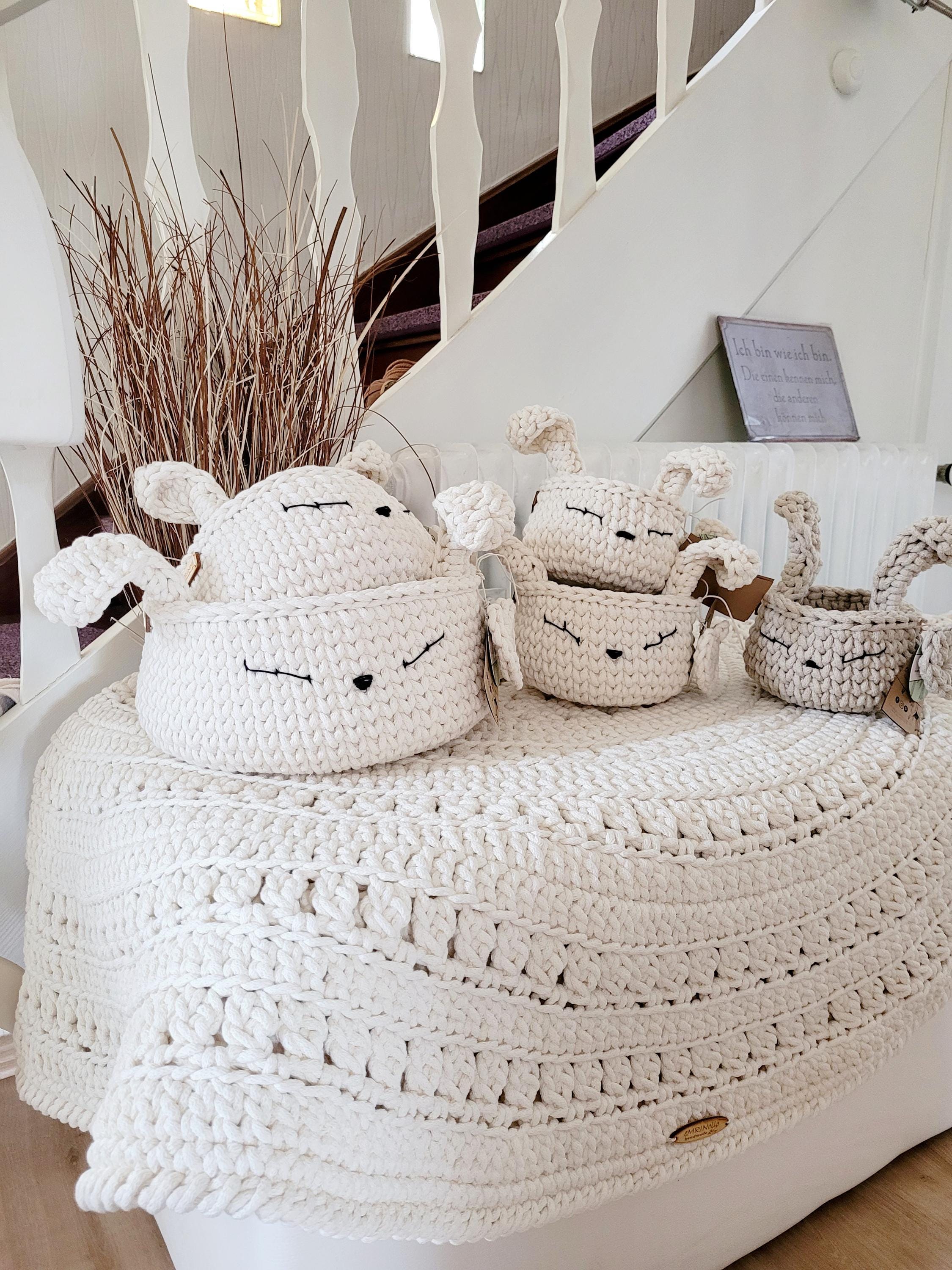 HasenKorb, Utensilo gehäkelt, Taufe Geschenkidee, Bunny Korb, Kinderzimmer Deko, Babyausstattung Babypartygeschenk, Babyzimmer Aufbewahrung