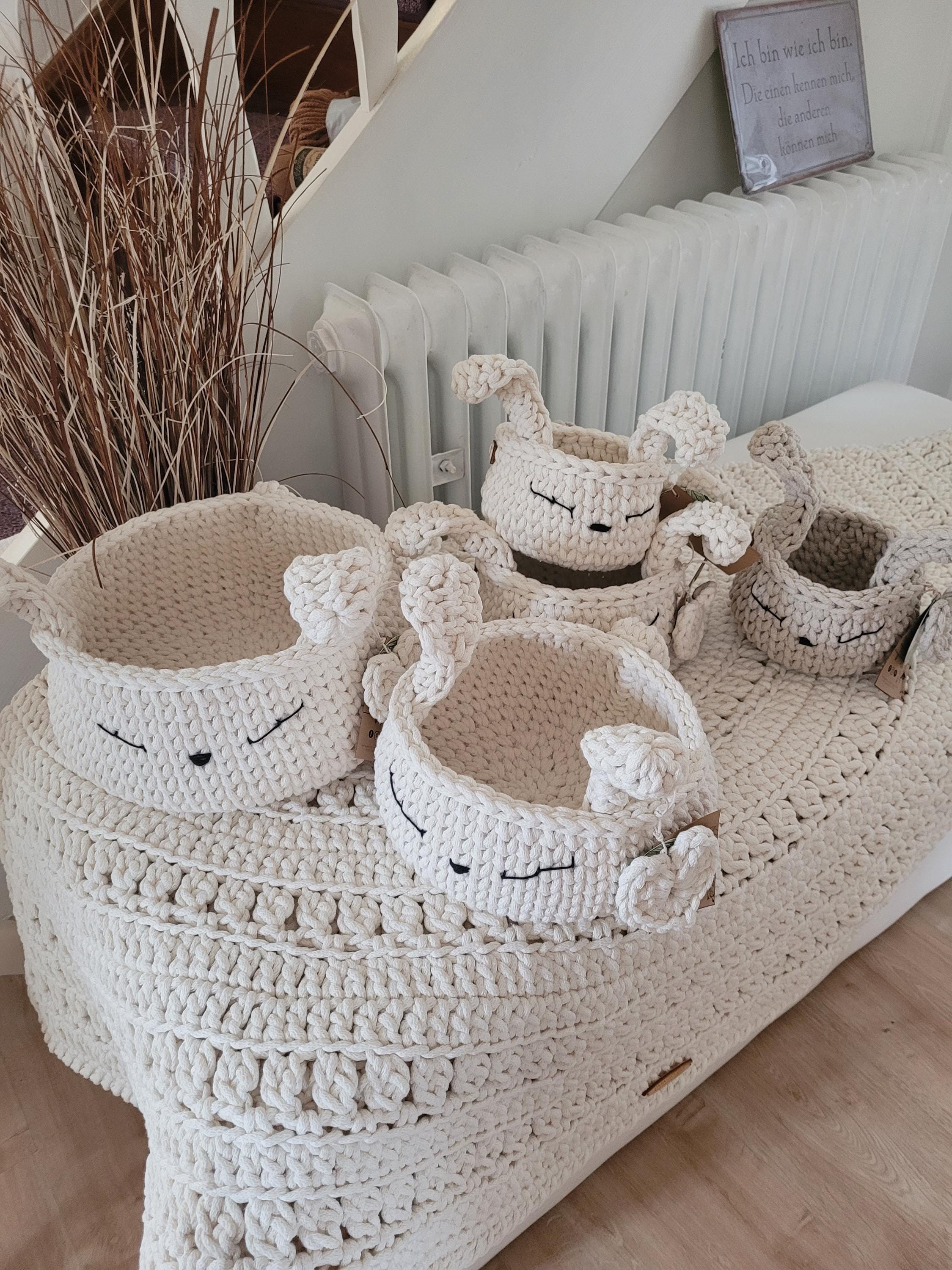 HasenKorb, Utensilo gehäkelt, Taufe Geschenkidee, Bunny Korb, Kinderzimmer Deko, Babyausstattung Babypartygeschenk, Babyzimmer Aufbewahrung