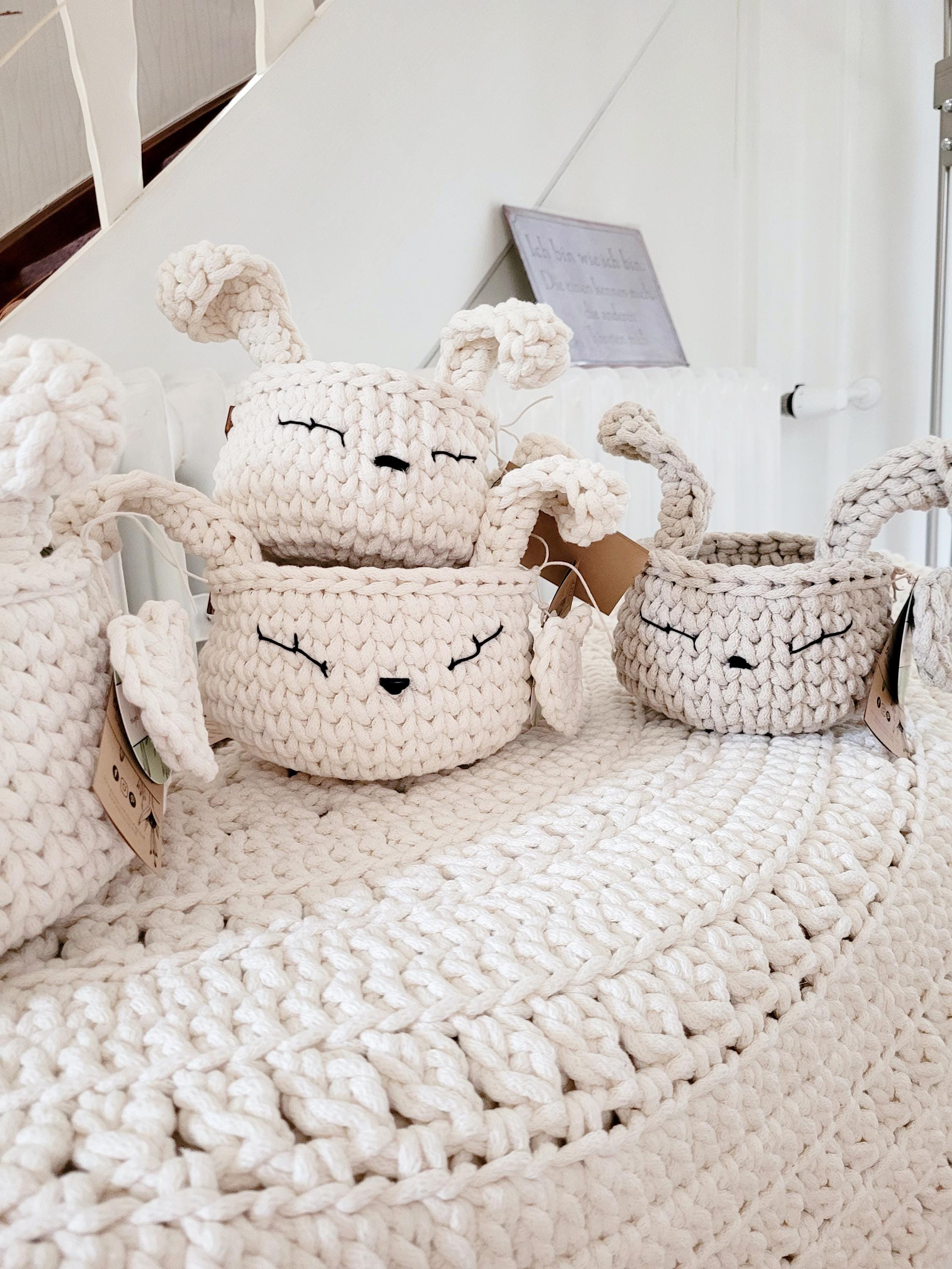HasenKorb, Utensilo gehäkelt, Taufe Geschenkidee, Bunny Korb, Kinderzimmer Deko, Babyausstattung Babypartygeschenk, Babyzimmer Aufbewahrung