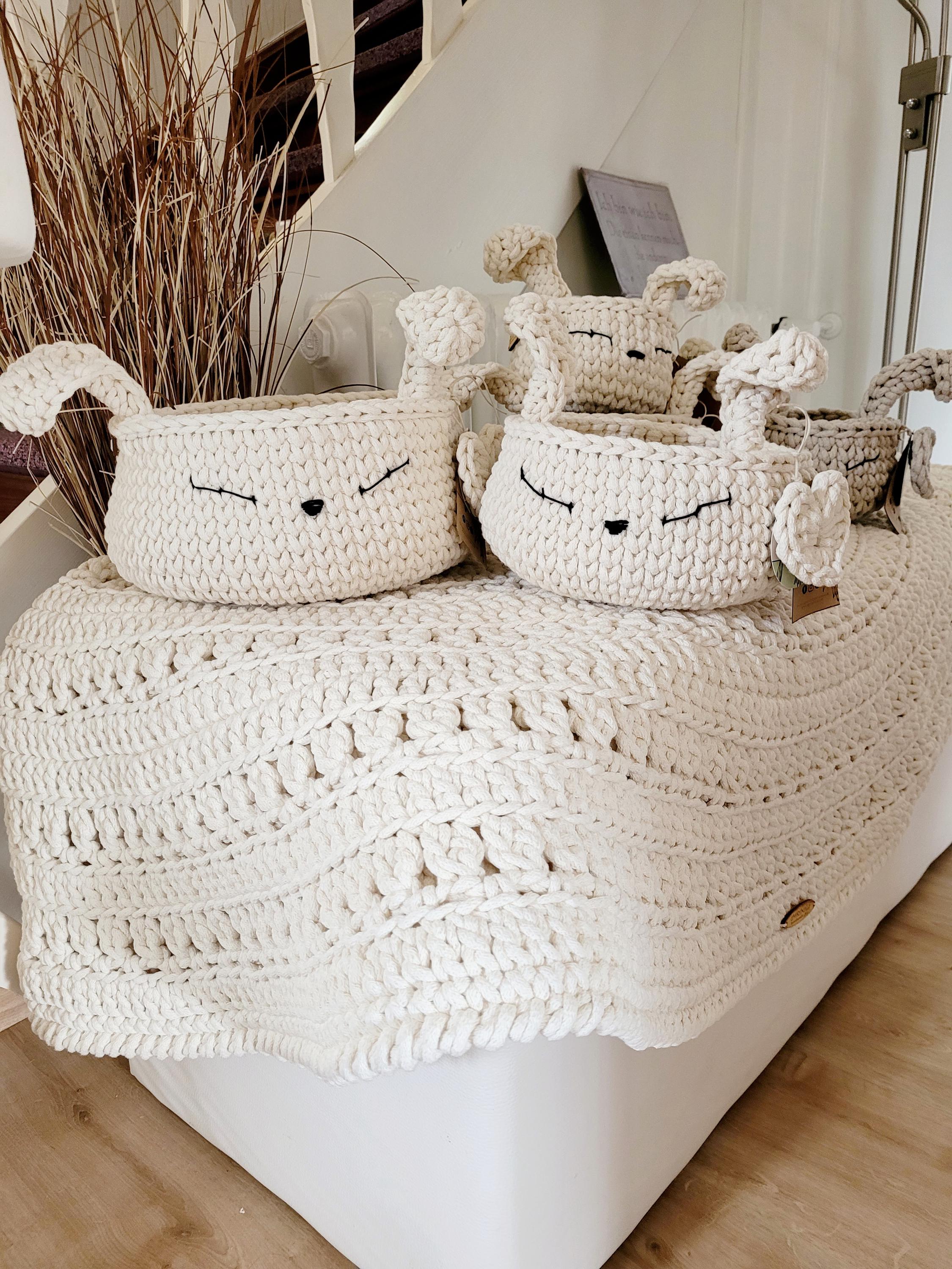 HasenKorb, Utensilo gehäkelt, Taufe Geschenkidee, Bunny Korb, Kinderzimmer Deko, Babyausstattung Babypartygeschenk, Babyzimmer Aufbewahrung