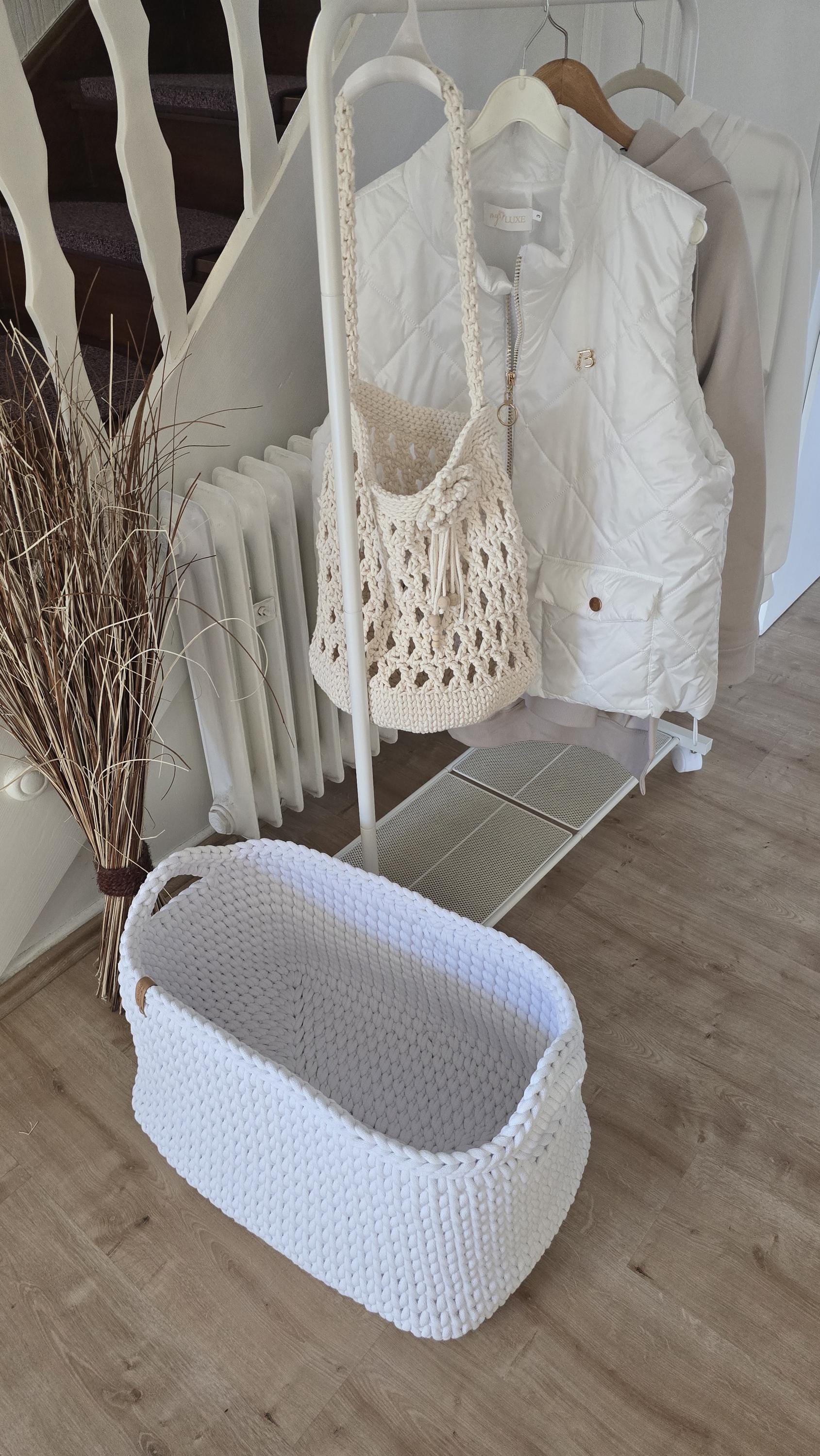 Handgefertigter XXL-Korb, eckiger Aufbewahrungskorb, platzsparender Deckenkorb, Wäschekorb im skandinavischen Design, stabil Newspaperbasket