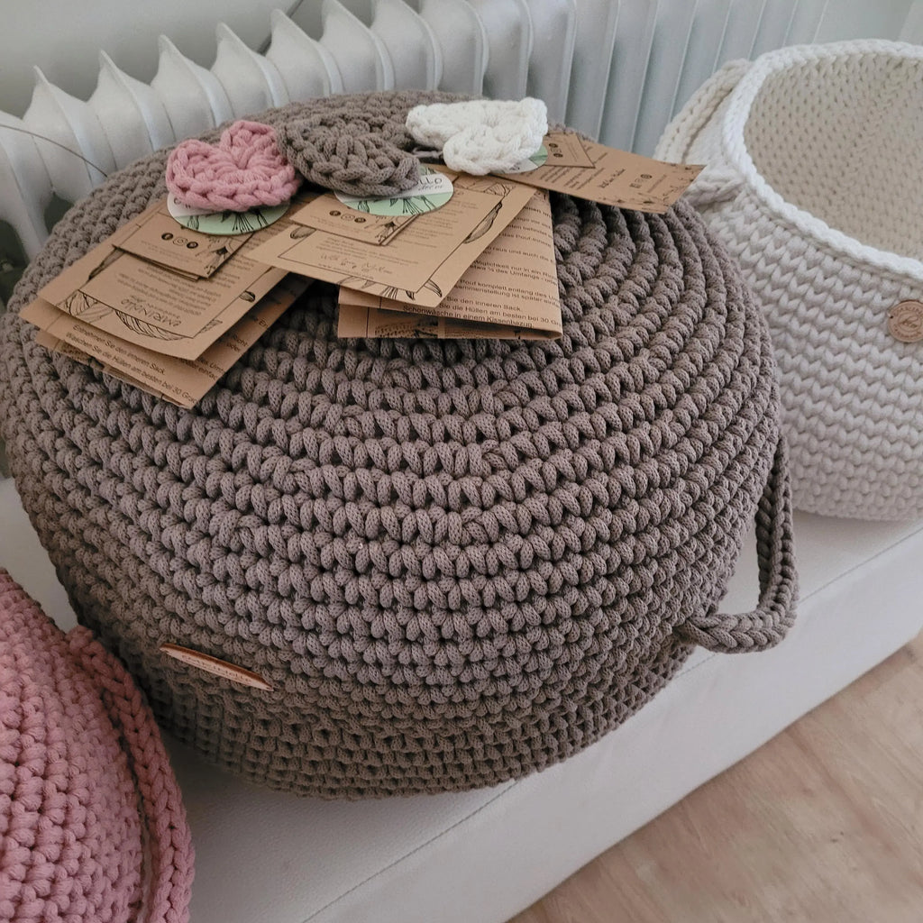 Pouf Sitzpouf Ottomane aus Baumwolle perfekt als Wohnzimmer und Kinderzimmer Dekoration Pouf Hocker mit Mikroperlen Füllung