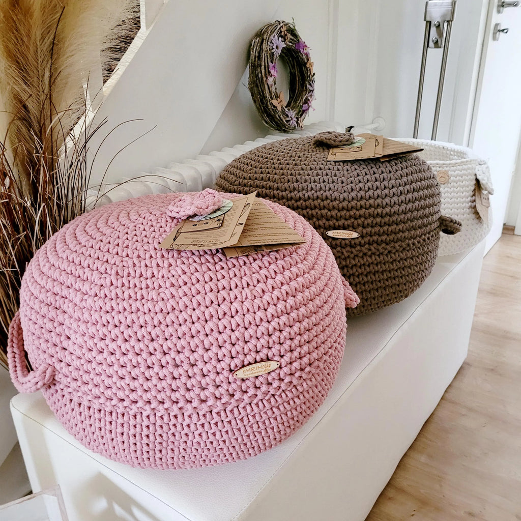 Pouf Sitzpouf Ottomane aus Baumwolle perfekt als Wohnzimmer und Kinderzimmer Dekoration Pouf Hocker mit Mikroperlen Füllung