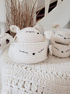 HasenKorb, Utensilo gehäkelt, Taufe Geschenkidee, Bunny Korb, Kinderzimmer Deko, Babyausstattung Babypartygeschenk, Babyzimmer Aufbewahrung