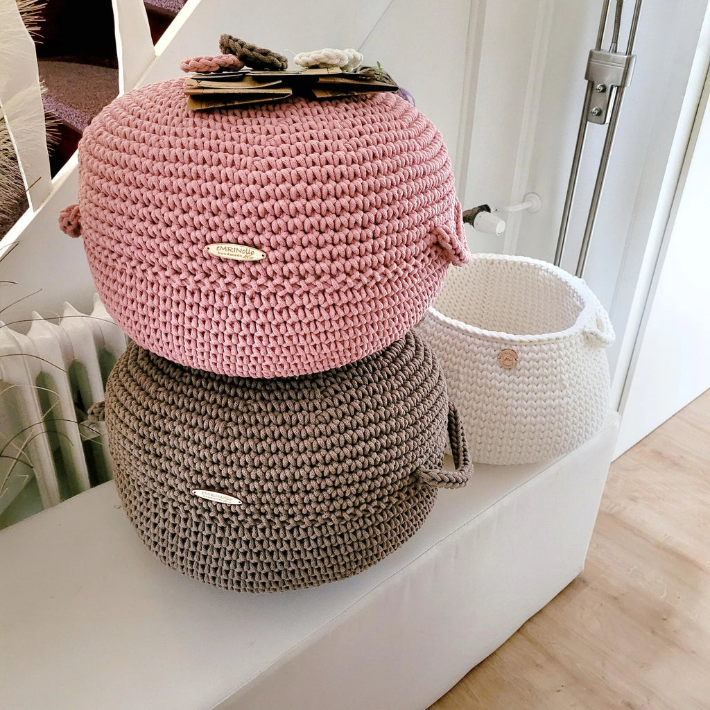 Pouf Sitzpouf Ottomane aus Baumwolle perfekt als Wohnzimmer und Kinderzimmer Dekoration Pouf Hocker mit Mikroperlen Füllung