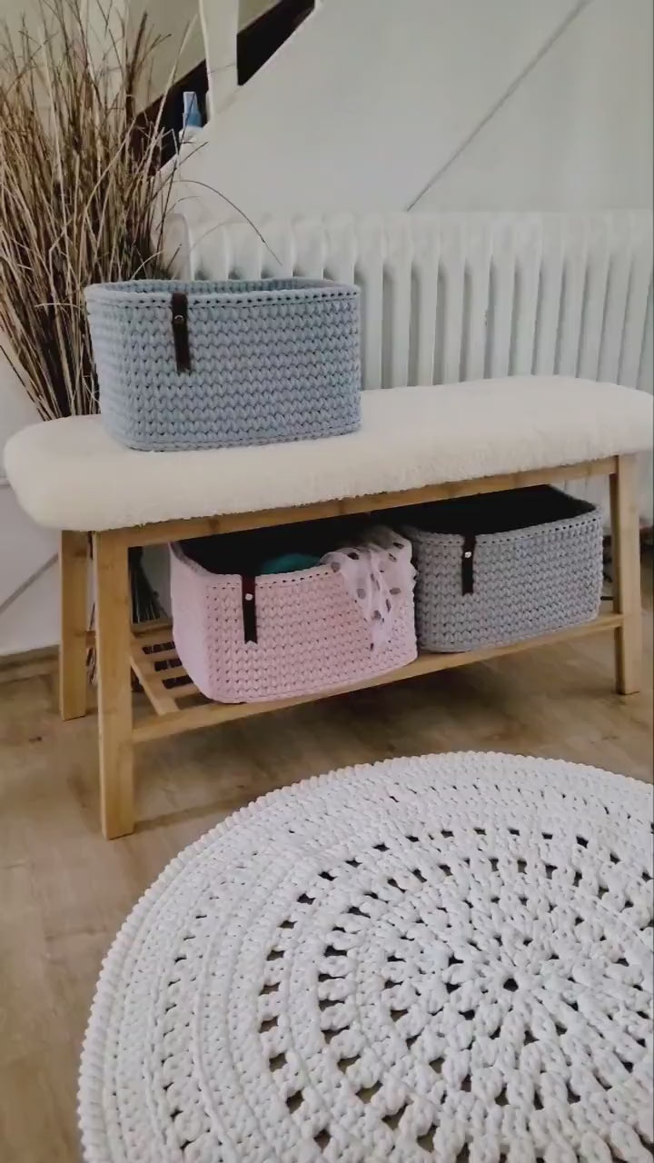 Korb gehäkelt eckig, Untensilo, Babyzimmer dekoration, Korb Aufbewahrung, Geschenkidee, Weihnachtsgeschenk, Bad Aufbewahrung
