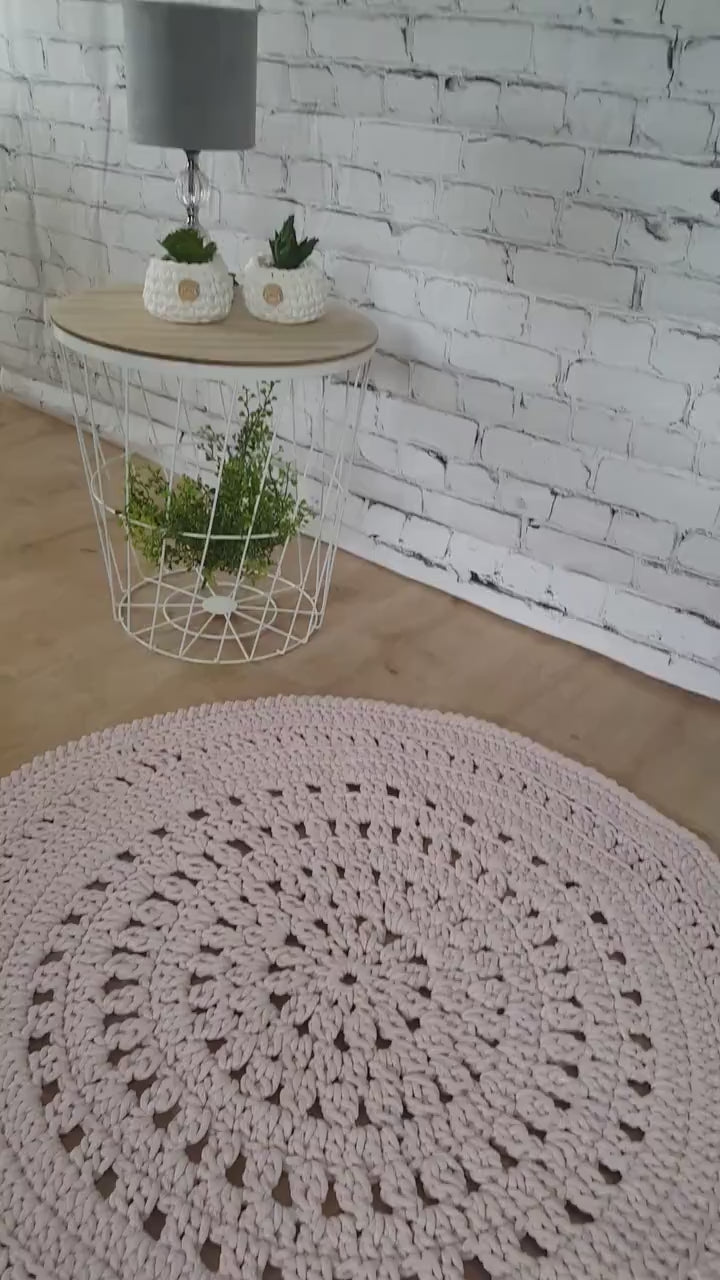 Teppich rund Kinderzimmer, Wohndekor, gehäkelter Teppich Babyzimmer, Runde gehäkelte Teppiche, skandinavisches Kinderzimmer Dekor