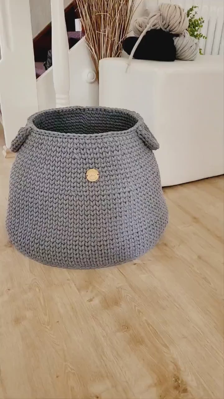 Großer Aufbewahrungskorb gehäkelt, XXL Spielzeugkorb, Kinderzimmer Aufbewahrung, großer Wäschekorb, skandinavisches Dekor, hygge Style