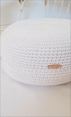Pouf Ottoman gehäkelt, Sitzkissen, Kinderstuhl, Baumwoll Pouf im Skandinavischem Stil, Häkelhocker Kinderzimmer, Fußhocker, Sitzhocker