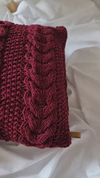 Kissen gestricktes Zopfmuster, Wohnkultur, Dekokissen, Sofakissen, skandinavisches Dekor, aus Baumwollgarn von hoooked, grobstrick