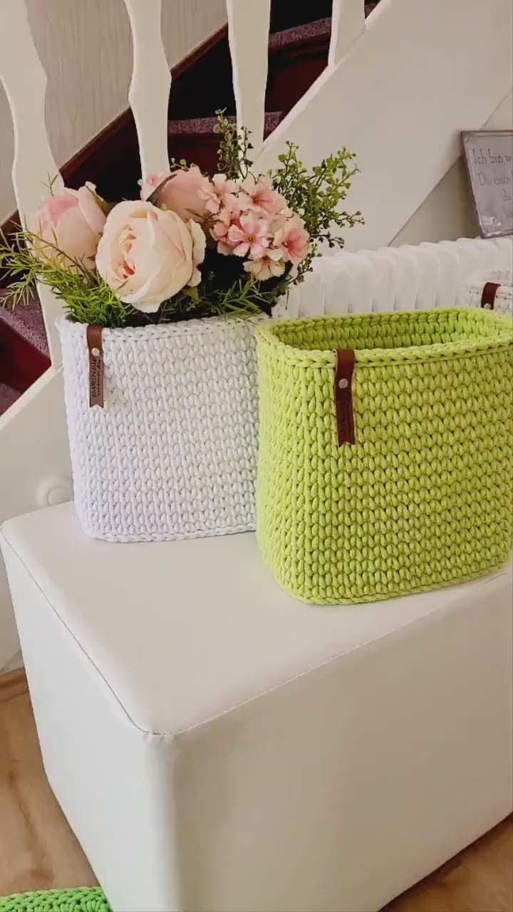 Korb gehäkelt eckig hoch, Untensilo, Kinderzimmer deko, Korb Aufbewahrung, Geschenkidee, Weihnachtsgeschenk, Bad Aufbewahrung