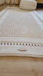 Teppichläufer Wohnzimmer eckig, Baumwollteppich, im skandinavischem Stil, vintage Teppich handgefertigt, Flurläufer, Kinderzimmer Deko