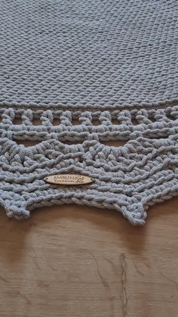 Teppich rund Wohnzimmer, Baumwollteppich gehäkelt, im skandinavischem Stil, Babyzimmer deko, kleines Bad, Geschenkidee, Kinderzimmer deko