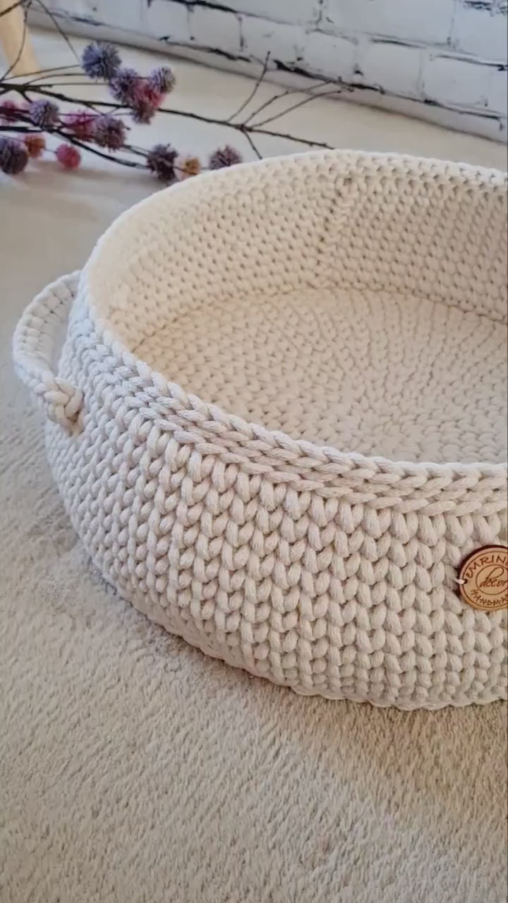 Zeitungskorb, newspaper basket, basket crochet, Korbschale, Aufbewahrungskorb gehäkelt, grau Spielzeug Korb, Scandi Home-Dekor, handmade