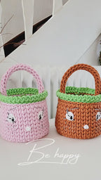 Henkelkorb, Basket crochet, Korb mit Henkel Griff, Hasenkorb, Gehäkelter Korb , Wohnzimmer Dekoration, Ostergeschenk, Gäste, Nordic Stile