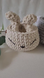 HasenKorb, Utensilo gehäkelt, Taufe Geschenkidee, Bunny Korb, Kinderzimmer Deko, Babyausstattung Babypartygeschenk, Babyzimmer Aufbewahrung