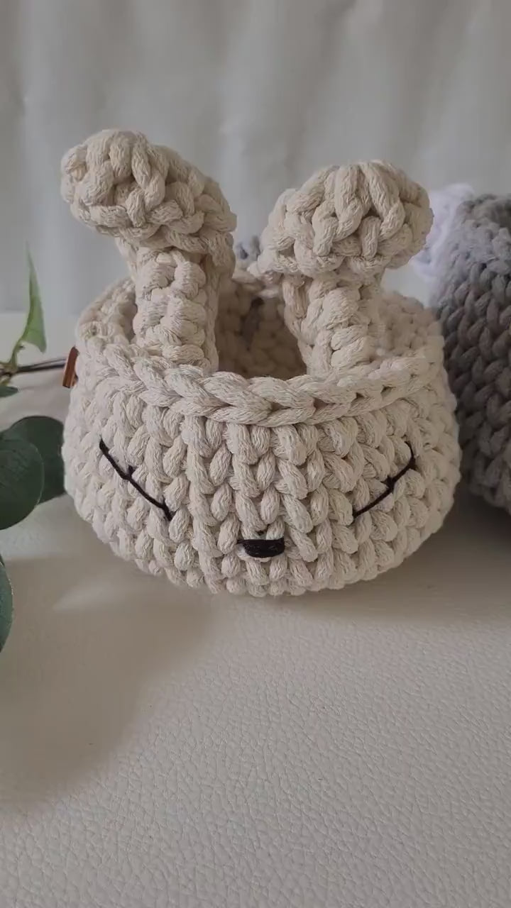 HasenKorb, Utensilo gehäkelt, Taufe Geschenkidee, Bunny Korb, Kinderzimmer Deko, Babyausstattung Babypartygeschenk, Babyzimmer Aufbewahrung