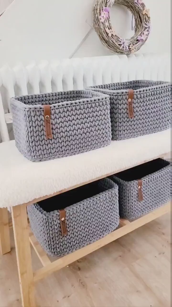 Korb gehäkelt eckig, Aufbewahrung Spielzeug, Kinderzimmer deko, Utensilo, Geschenkidee, Weihnachtsgeschenk, Bad Aufbewahrung