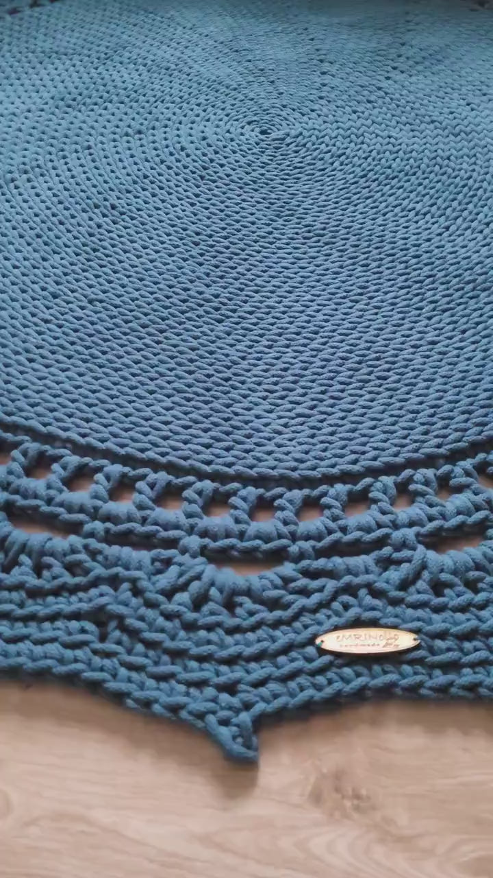 Runder Teppich, gehäkelter Teppich Kinderzimmer Dekor, gehäkelte Teppiche, im skandinavischen neutral Dekor, vintage, Teppich handgefertigt