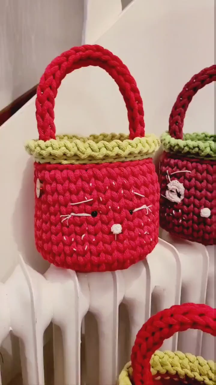 Henkelkorb, Basket crochet, Korb mit Henkel Griff, Hasenkorb, Gehäkelter Korb , Wohnzimmer Dekoration, Ostergeschenk, Gäste, Nordic Stile