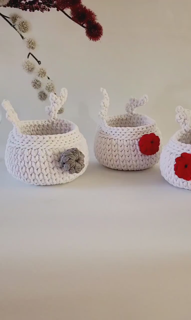 Gehäkelter Korb Rentier, Kinder Korb, Wohnzimmer Kinderzimmer Dekoration, Nikolausgeschenk, Weihnachtsgeschenk, Nordic Stile