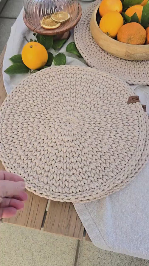 Runde Platzsets aus Baumwolle – gehäkelte Tischsets in 30, 40 und 50 cm, Wunschfarbe