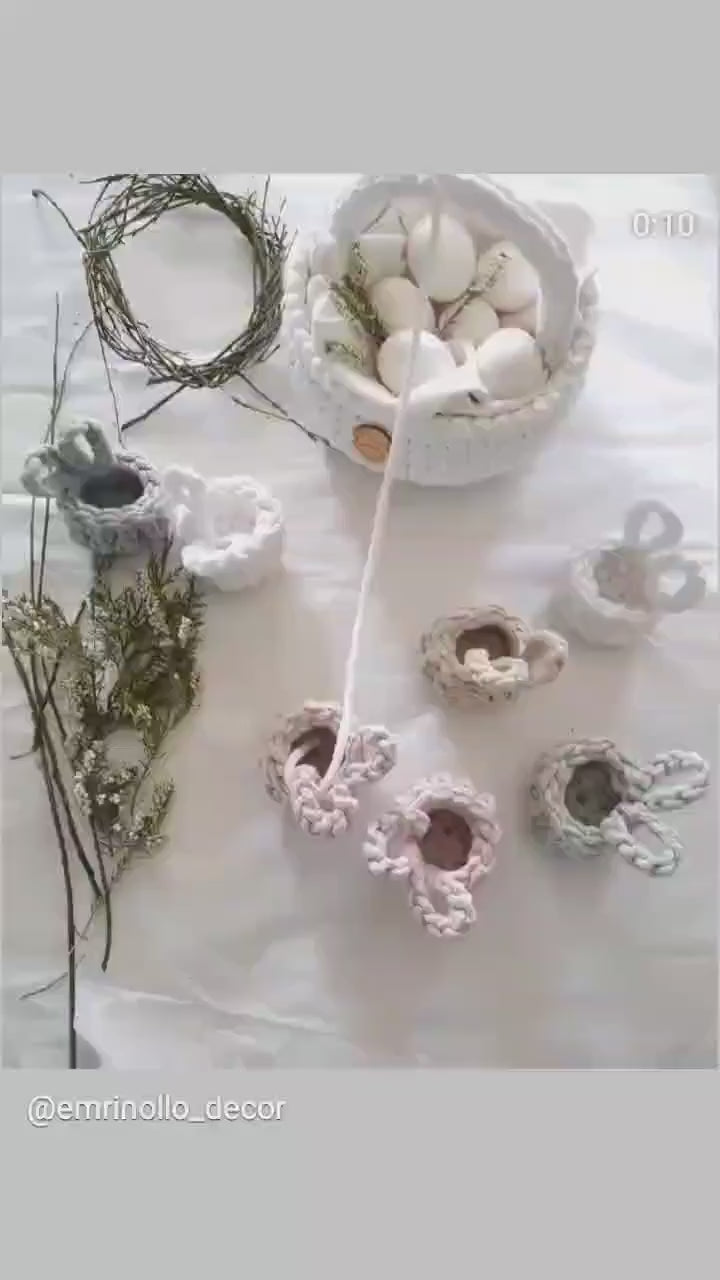 Hasenbecher, Easterbunny, Eierbecher, Hasenkorb, Gehäkelter Korb , Wohnzimmer Dekoration, Ostergeschenk, Gäste, Nordic Stile