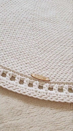 Teppich rund Badezimmer, Baumwollteppich beige, Teppich Babyzimmer, Mandala Teppich, skandinavisches Dekor, gehäkelter Teppich modern, Wohn