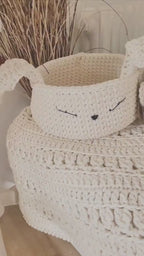 HasenKorb, Utensilo gehäkelt, Taufe Geschenkidee, Bunny Korb, Kinderzimmer Deko, Babyausstattung Babypartygeschenk, Babyzimmer Aufbewahrung