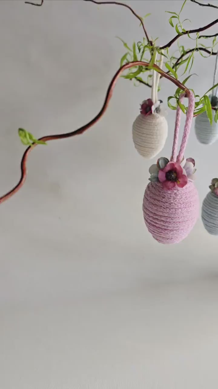 Easter Eggs Hanging Ornaments – Handmade Floral Easter Decoration | Modern Spring Decor & Elegant Gift for Easter Celebrations