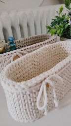 Korb gehäkelt oval Hygienekorb, Kosmetikkorb, Zimmer Dekoration Korb, Badausstattung, Geschenk Korb, Babyzimmer Aufbewahrung oval
