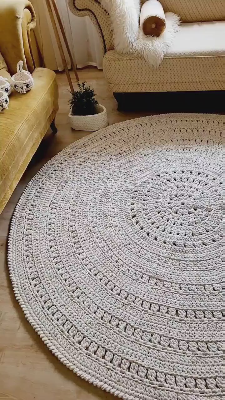 Teppich rund Kinderzimmer, gehäkekt handgefertigt, Kinderzimmer Deko, Teppich für das Wohnzimmer, Geschenkidee für Taufe
