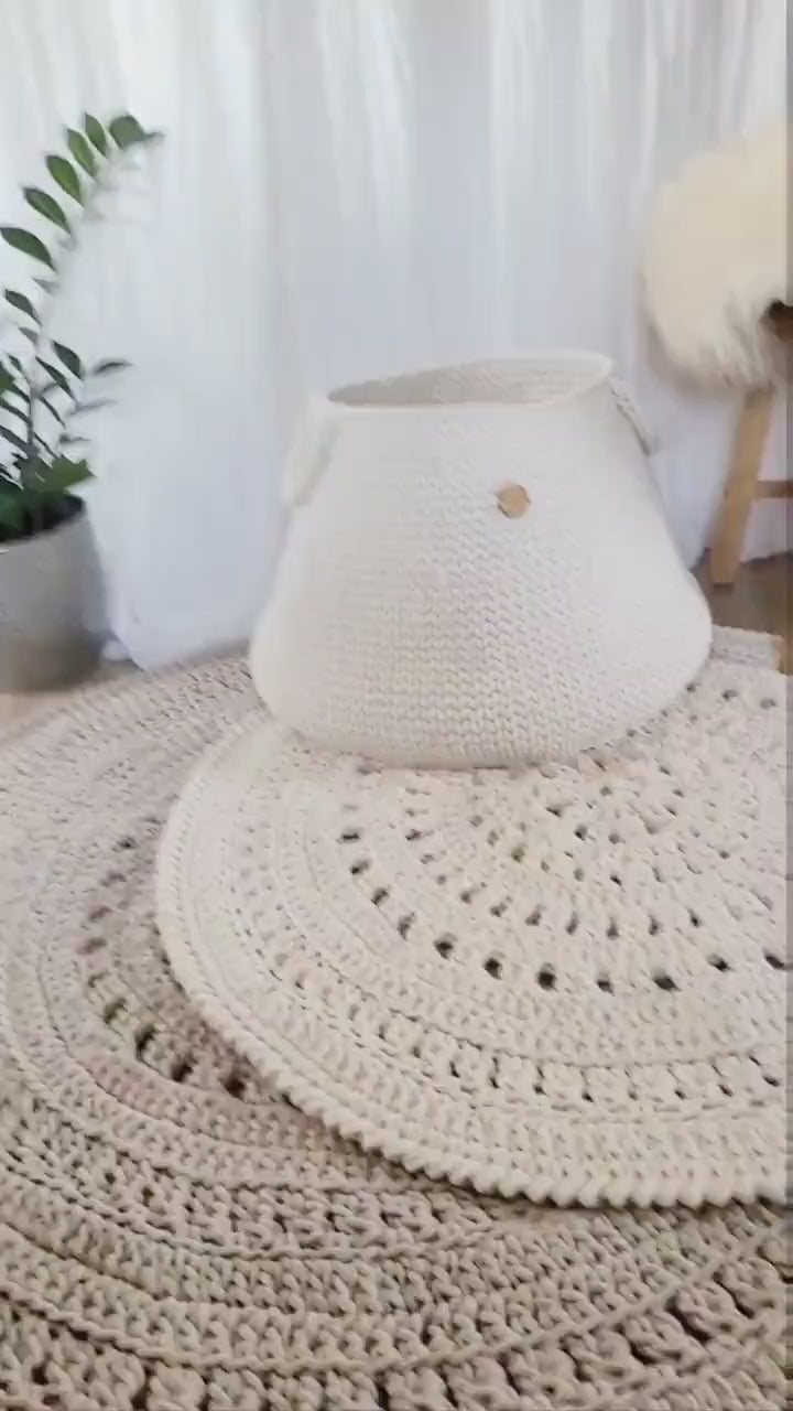 Großer Aufbewahrungskorb gehäkelt, XXL Spielzeugkorb, Kinderzimmer Aufbewahrung, großer Wäschekorb, skandinavisches Dekor, hygge Style