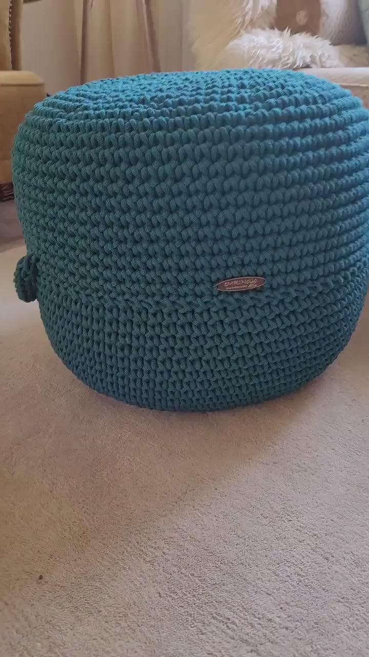 Pouf Footstool Sitzhocker Sitzkissen gehäkelt, Tischpouf, Wohnzimmer deko, Bodenkissen, Geschenkidee, Kinderzimmer Einrichtung